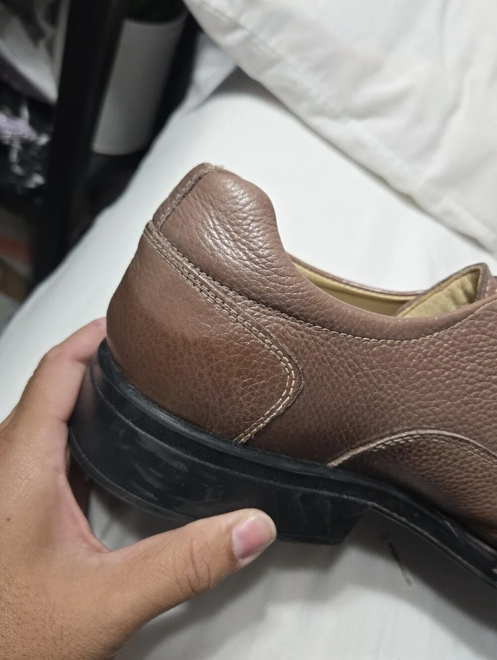 Belvedere Baybridge Men's Brown Pebbled Leather Tied Shoe sz 15D